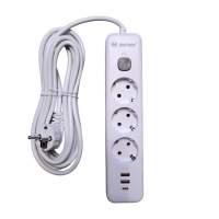 Удлинитель с заземлением 5 м, 3 розетки, 2 USB порта, Type C, "MAXIMUM" МХ 12493 (2586)
